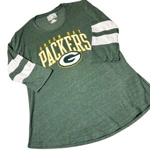 NEW Womens Green‎ Bay Packers NFL Football Green 3/4 Sleeve T-Shirt Top Small